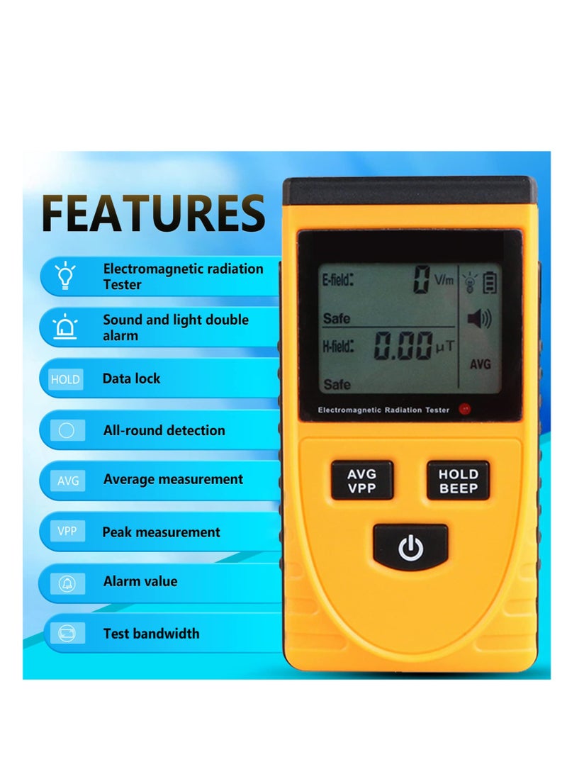 Geiger Counter Radiation Detector, Handheld Digital Electromagnetic Field Radiation Detector with Sound and Light Alarm, Radiation Assessment, Compact Design, for Home Office Work Outdoors - Image 5